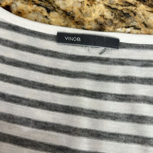 Vince Striped White And Gray Short Sleeve T-shirt Size L - Picture 5 of 7